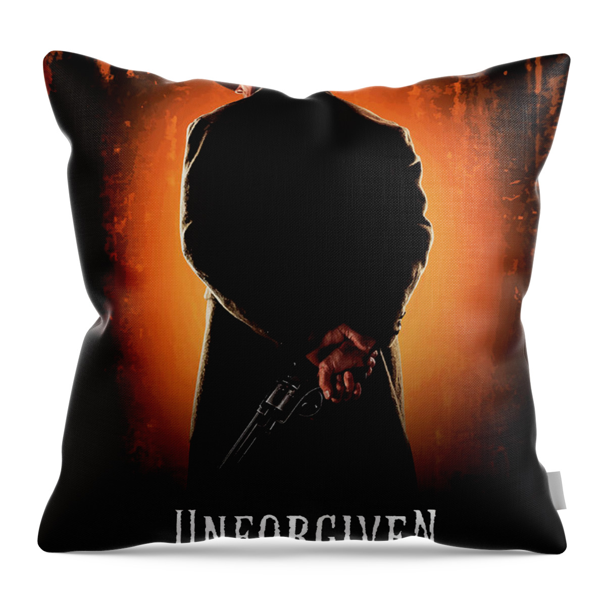 Movie Poster Throw Pillow featuring the digital art Unforgiven by Bo Kev