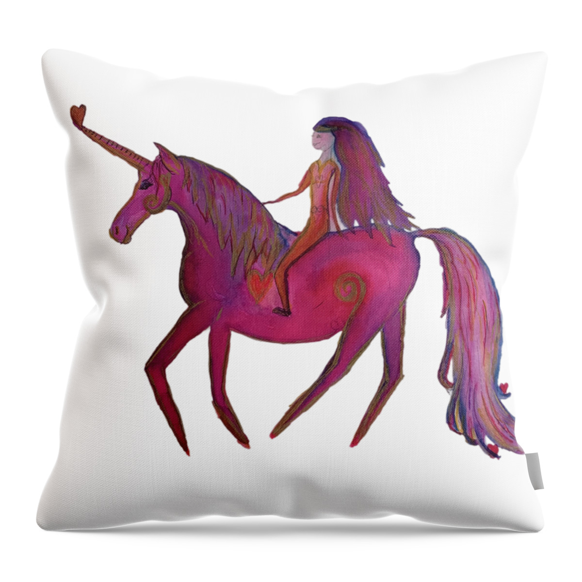 Unicorn Throw Pillow featuring the painting Unicorn Ride by Sandy Rakowitz