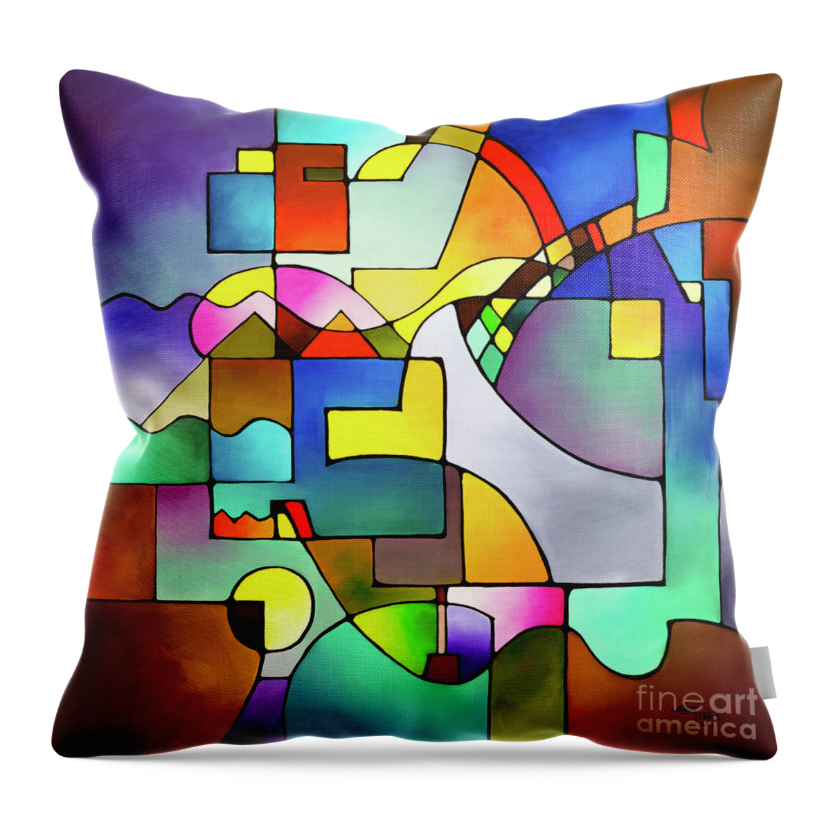 Contemporary Abstract Throw Pillow featuring the painting Unified Theory by Sally Trace