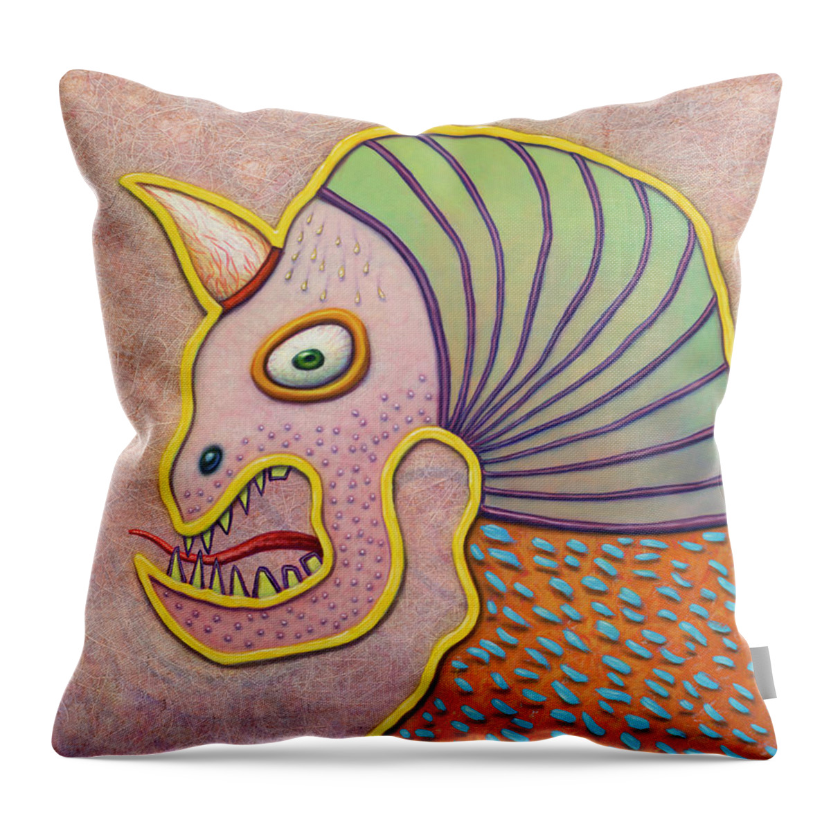 Horn Throw Pillow featuring the painting Unihorn by James W Johnson