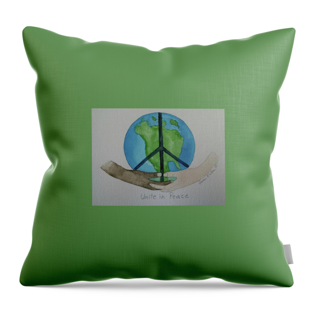 Peace Throw Pillow featuring the painting Unite in Peace by Susan Nielsen