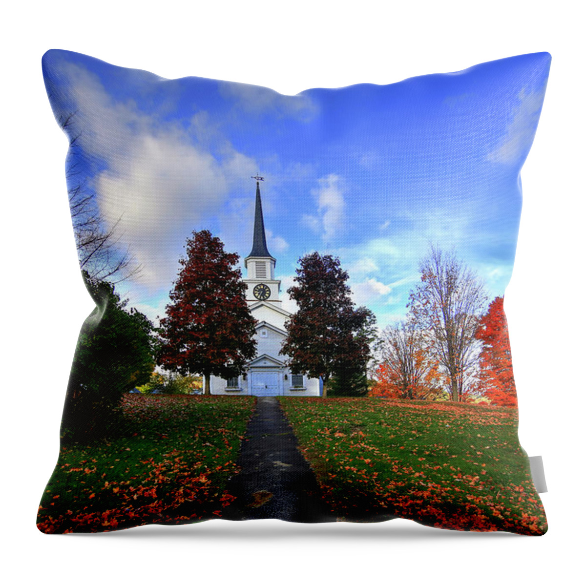 Fine Art Throw Pillow featuring the photograph United Church of Northfield II by Robert Harris