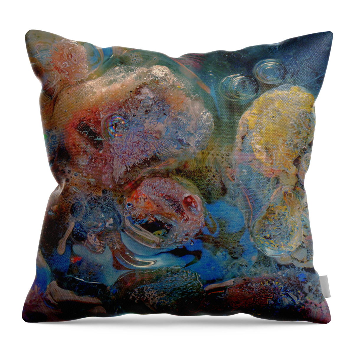 Abstract Throw Pillow featuring the mixed media Universe in Ice - Icy Abstract 41 by Sami Tiainen