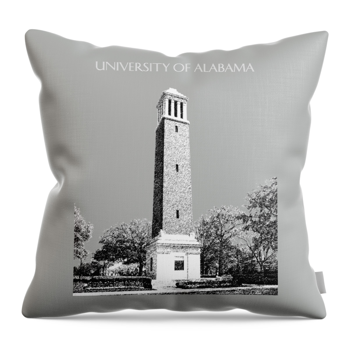 University Throw Pillow featuring the digital art University of Alabama - Silver by DB Artist
