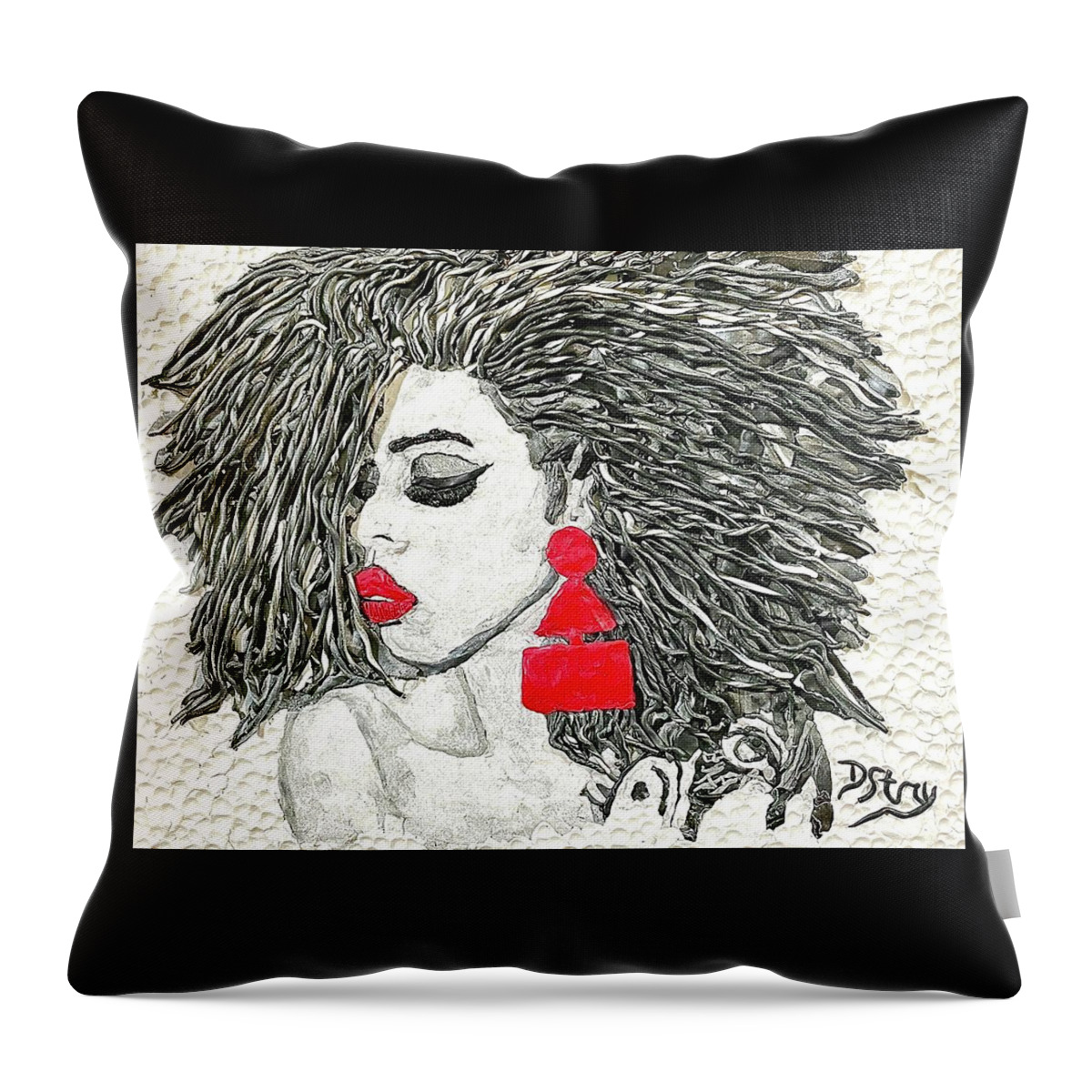Polymer Clay Throw Pillow featuring the mixed media Untamed Beauty by Deborah Stanley