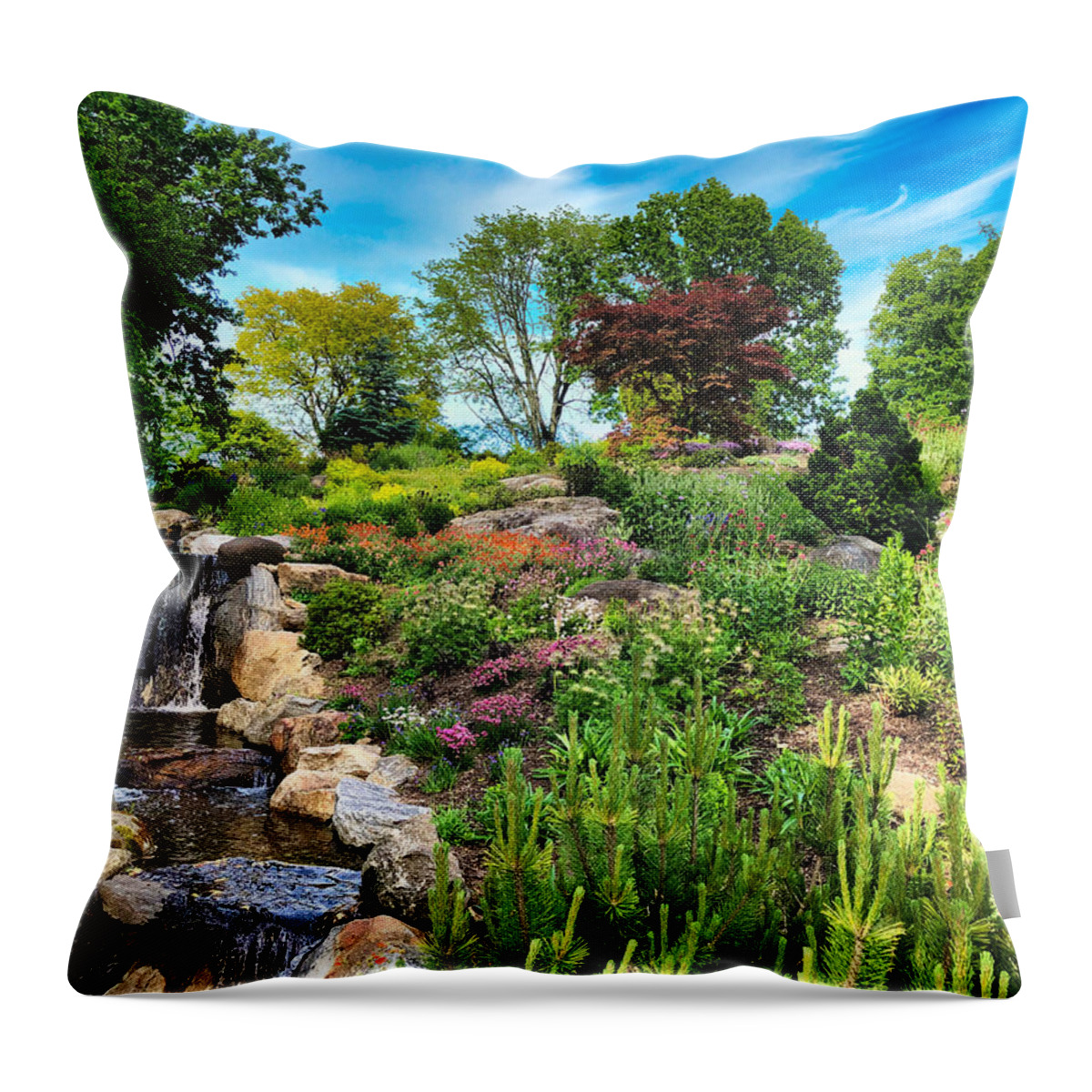 Untermyer Throw Pillow featuring the photograph Untermyer Park Landscape by Russel Considine