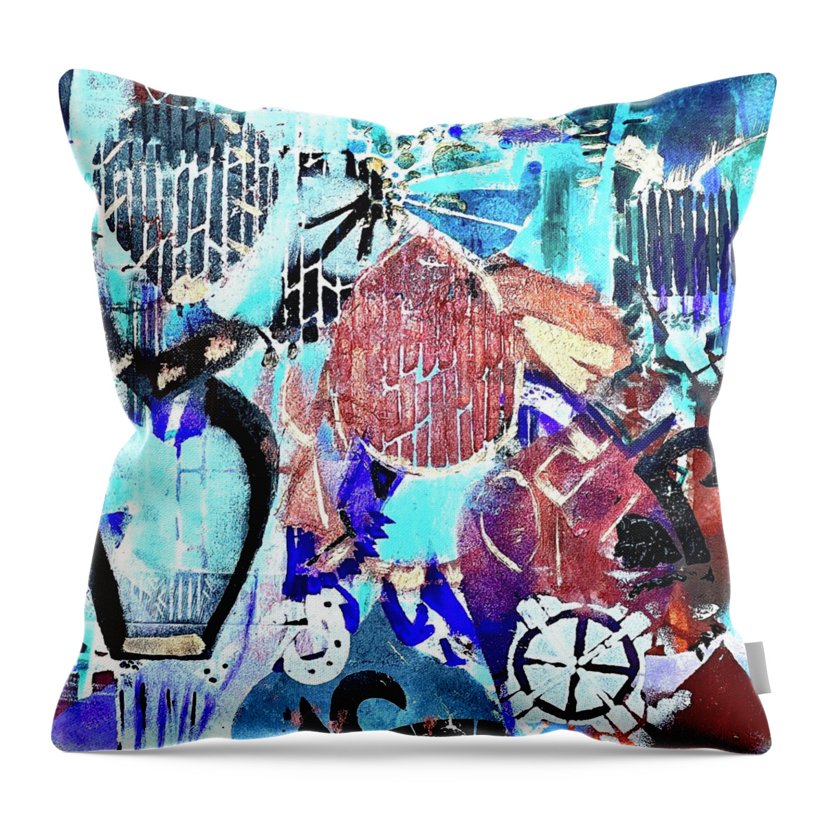 Square Painting Throw Pillow featuring the painting Museum Quilt by Tommy McDonell