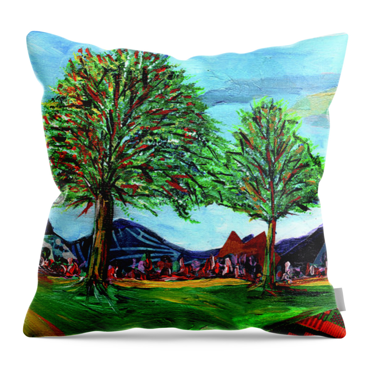 Abstract Art Throw Pillow featuring the mixed media Afro Landscape #2 by Everett Spruill