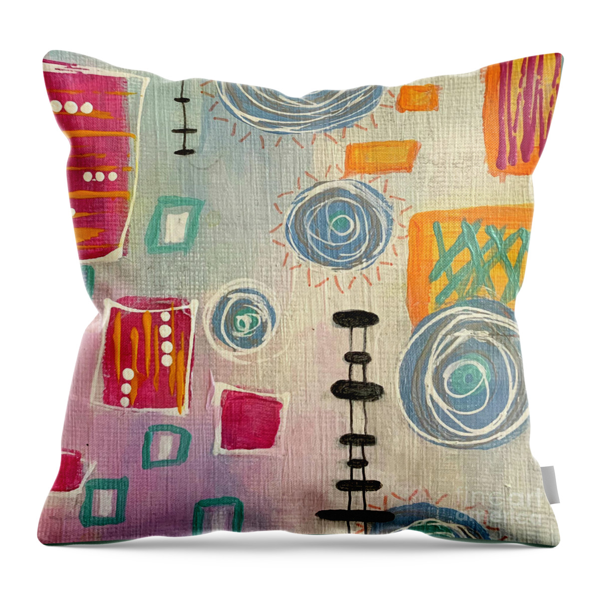 Abstract Throw Pillow featuring the painting Untitled Mini Abstract 12 by Cheryl Rhodes