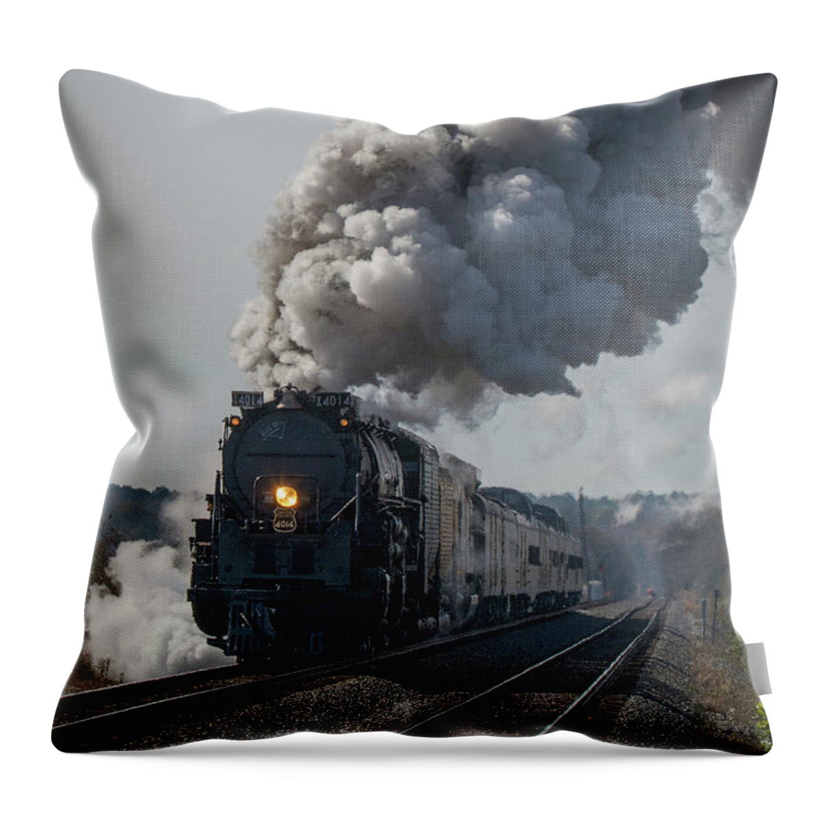 Railroad Throw Pillow featuring the photograph UP Big Boy 4014 at Arkadelphia Arkansas by Jim Pearson