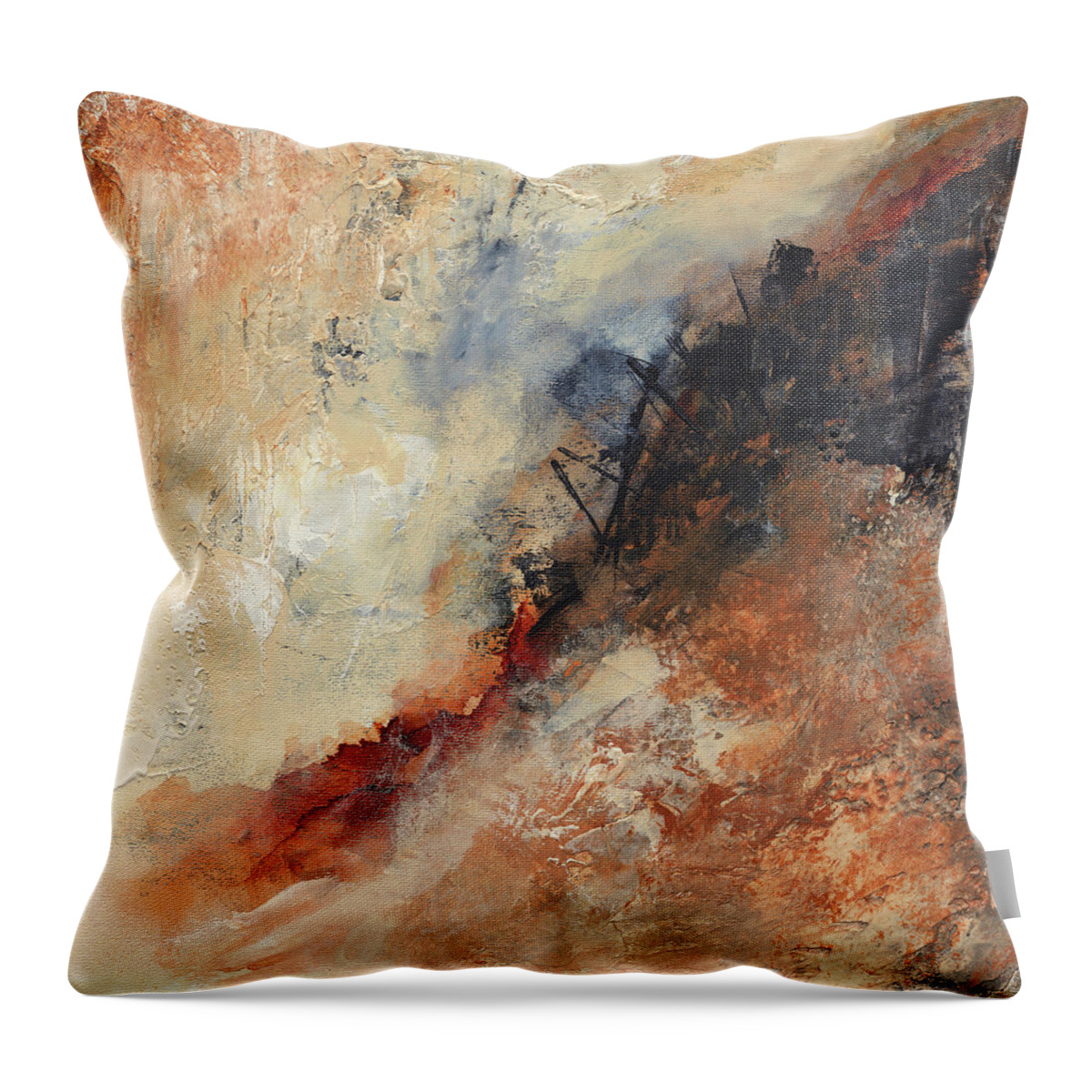 Abstract Throw Pillow featuring the painting Uphill Battle by Jai Johnson