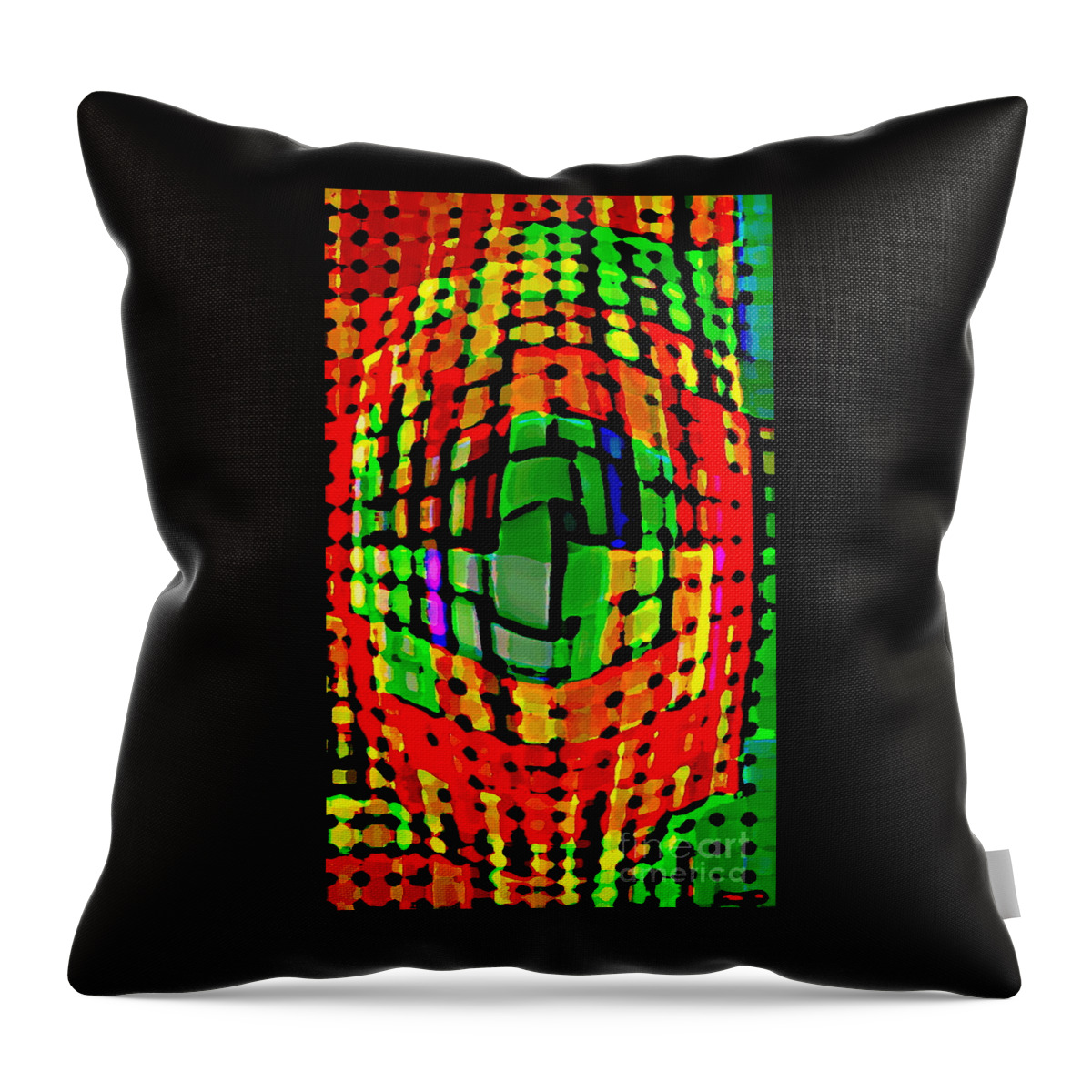 Bold And Colorful Cubistic Design Wearable Fine Art Happy Geometric Customized By C Spandau Artist Throw Pillow featuring the painting Bold And Colorful Cubistic Design Wearable Fine Art Happy Geometric Customized By C Spandau Artist by Carole Spandau