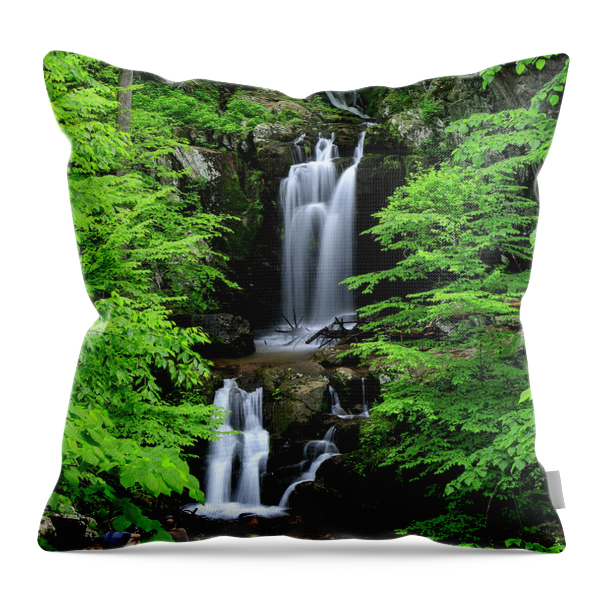 Upper Doyles River Falls Throw Pillow featuring the photograph Upper Doyles River Falls by Chris Berrier