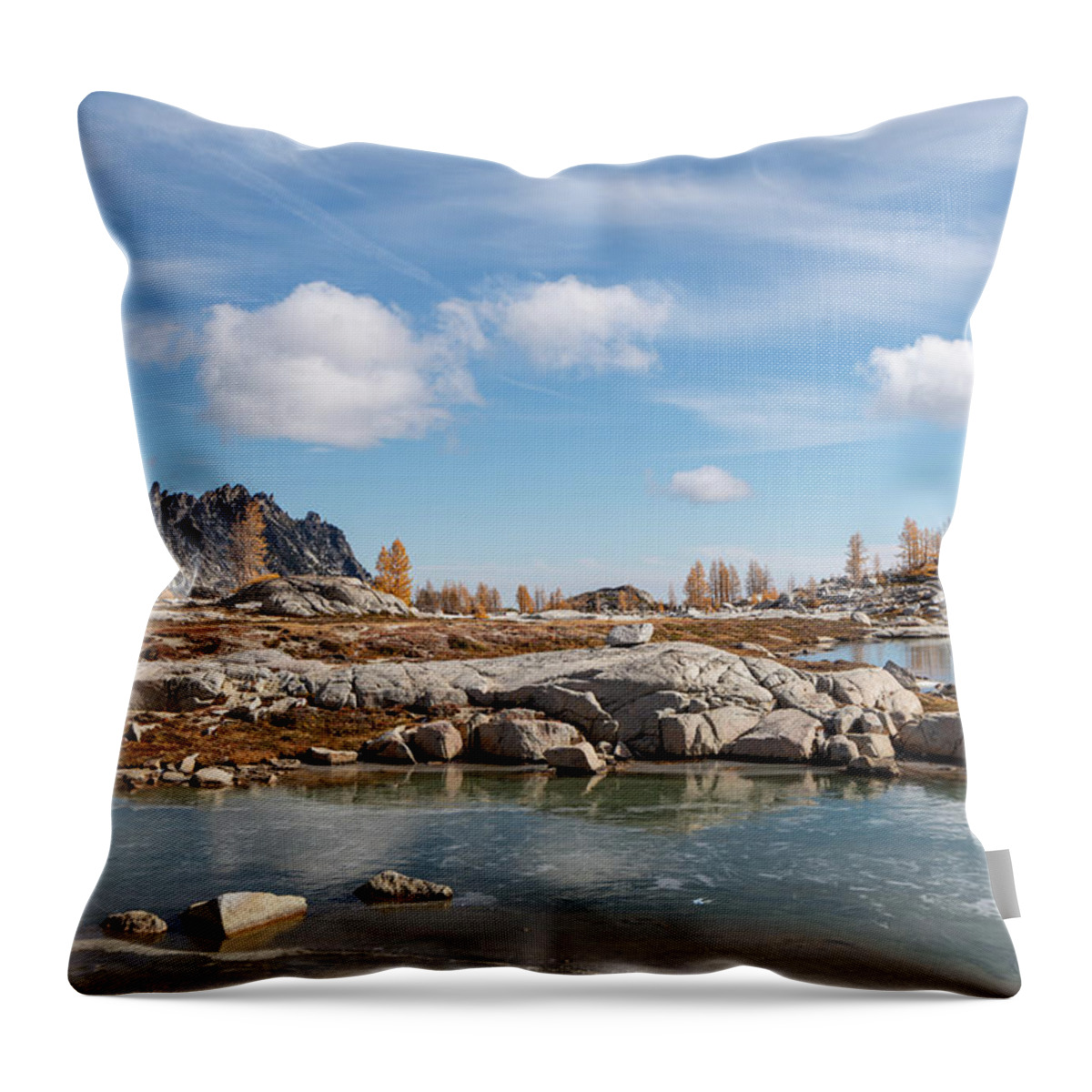 Outdoor; Day Hike; Fall; Color; Larch; Wilderness; Alps In Washington; The Enchantments; Pnw; Thru-hike; Throw Pillow featuring the digital art Upper Enchantments by Michael Lee