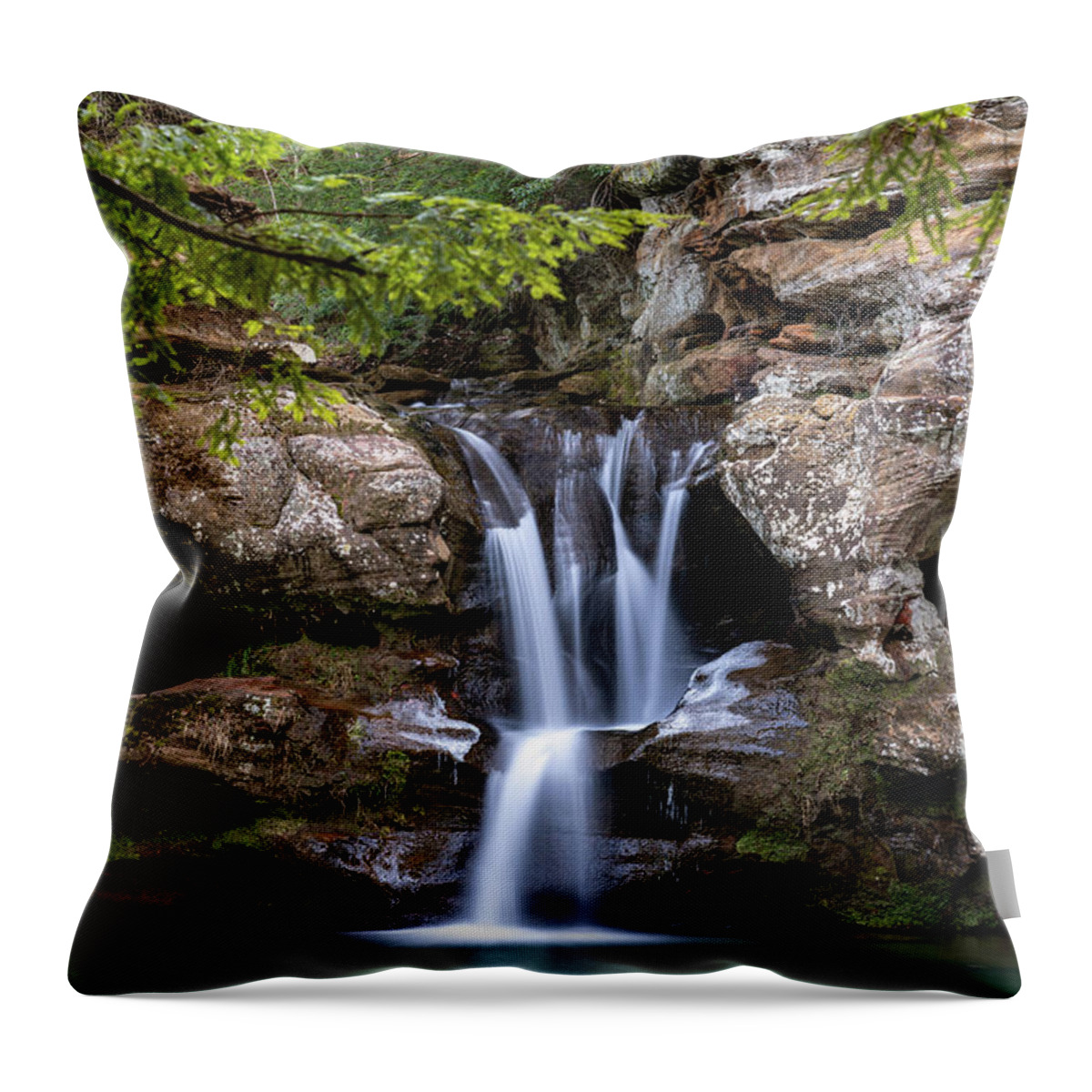Winter Throw Pillow featuring the photograph Upper Falls, Winter by Arthur Oleary