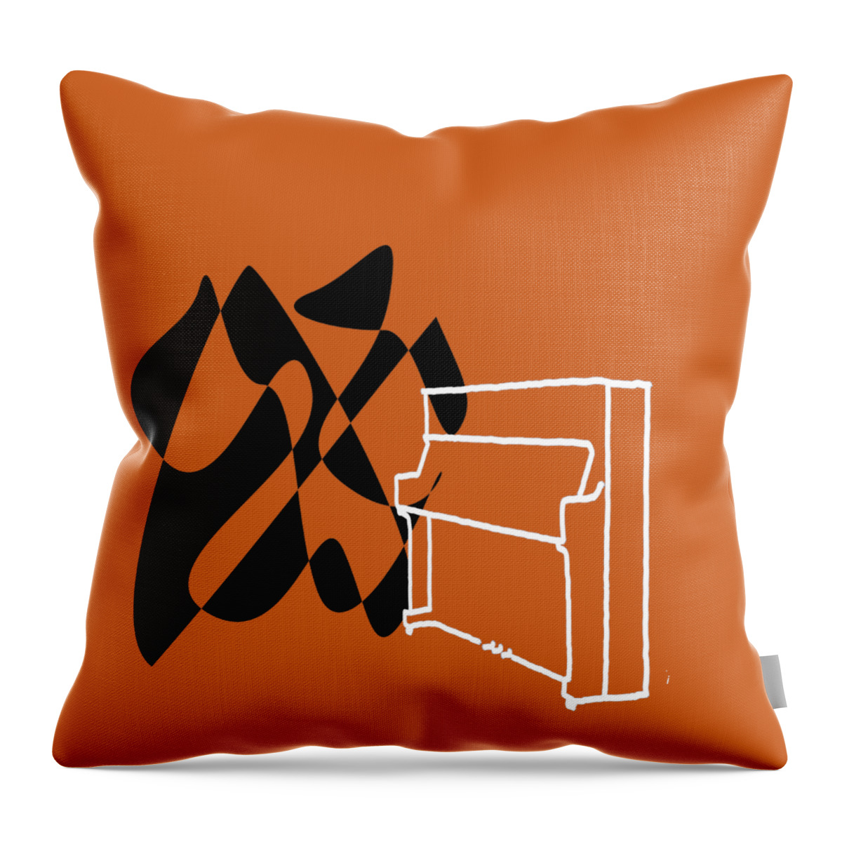 Piano Lessons Throw Pillow featuring the digital art Upright Piano in Orange by David Bridburg