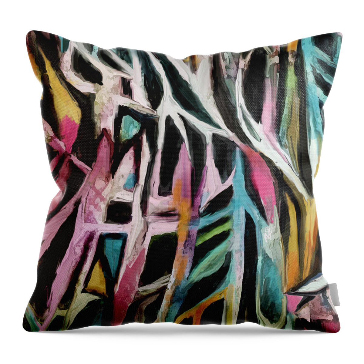 Colorful Abstract Throw Pillow featuring the mixed media Upward Expansion by Jean Batzell Fitzgerald