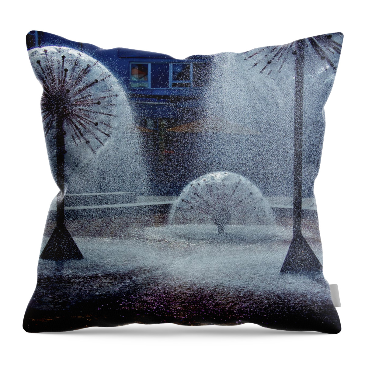 Water Fountains Throw Pillow featuring the photograph Urban Art by Tatiana Travelways