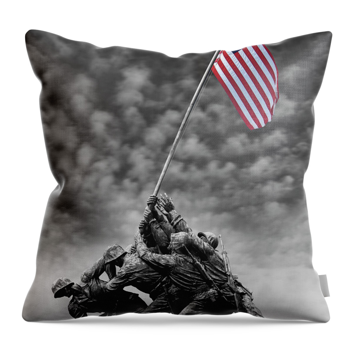 Marine Corp Throw Pillow featuring the photograph US Marine Corps War Memorial by Mike McGlothlen