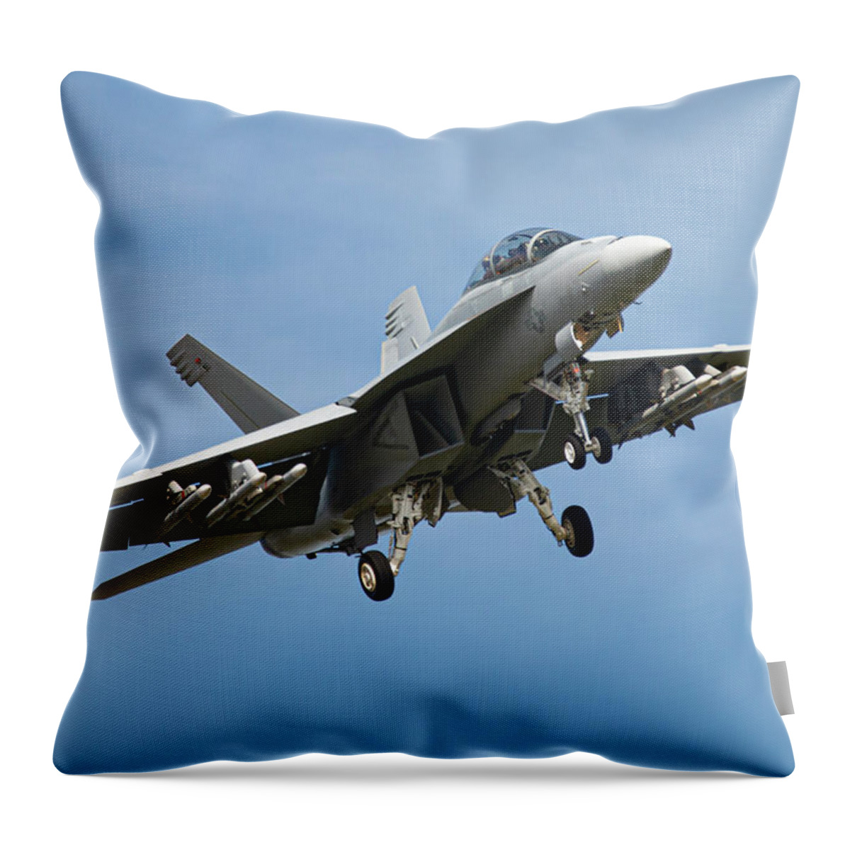 Fa/18 Super Hornet Throw Pillow featuring the digital art US Navy Super Hornet by Airpower Art