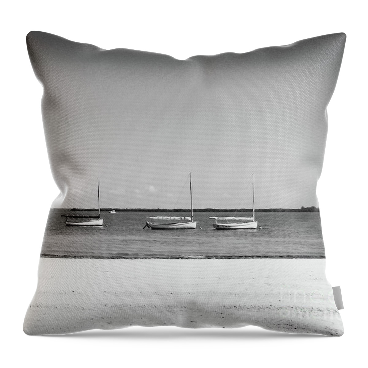 Florida Throw Pillow featuring the photograph Useppa Sailboats BW by Chris Andruskiewicz