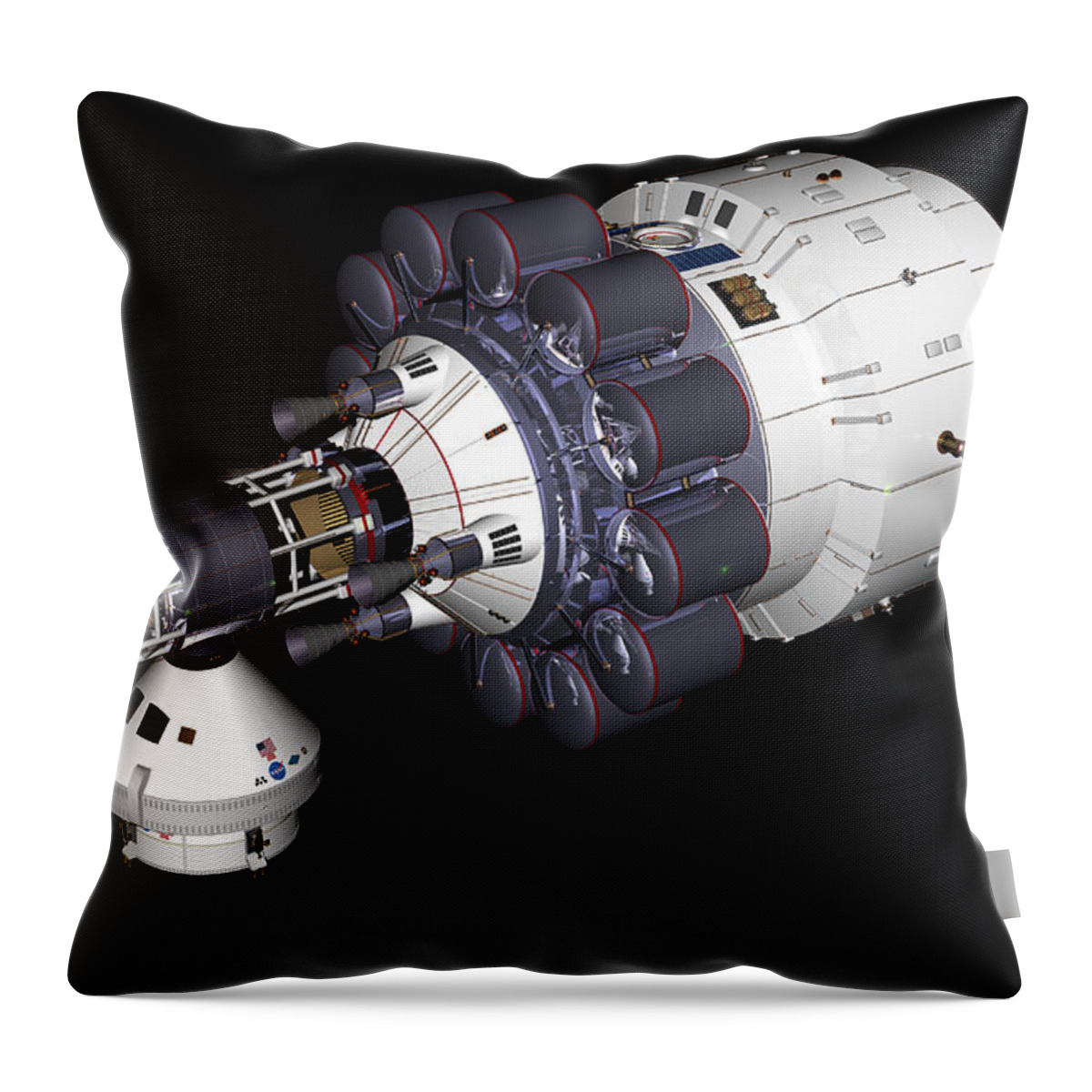 Modeling Throw Pillow featuring the digital art USS Hermes1 command section by David Robinson