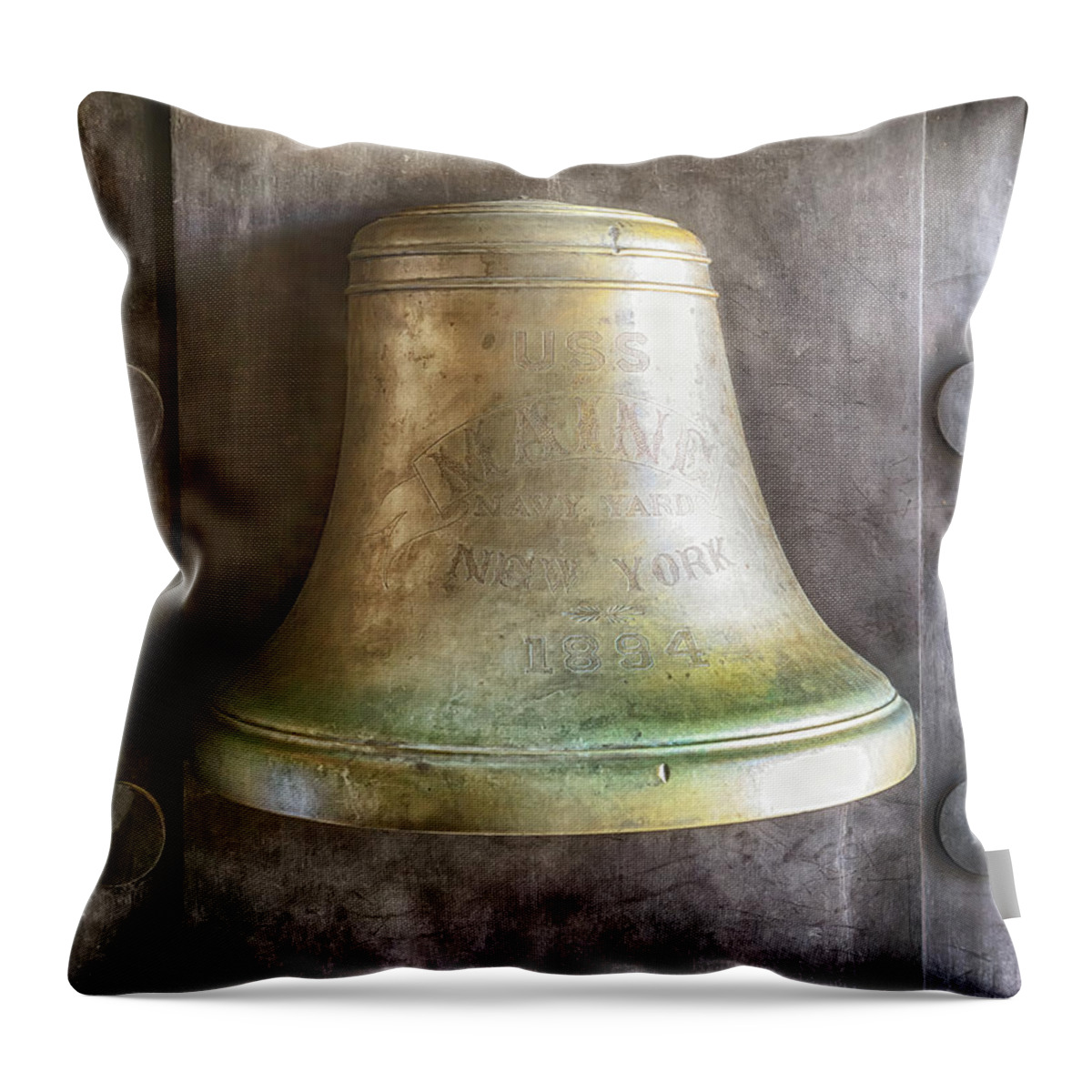 Arlington National Cemetery Throw Pillow featuring the photograph USS Maine Bell - USS Maine Mast Memorial by Susan Rissi Tregoning