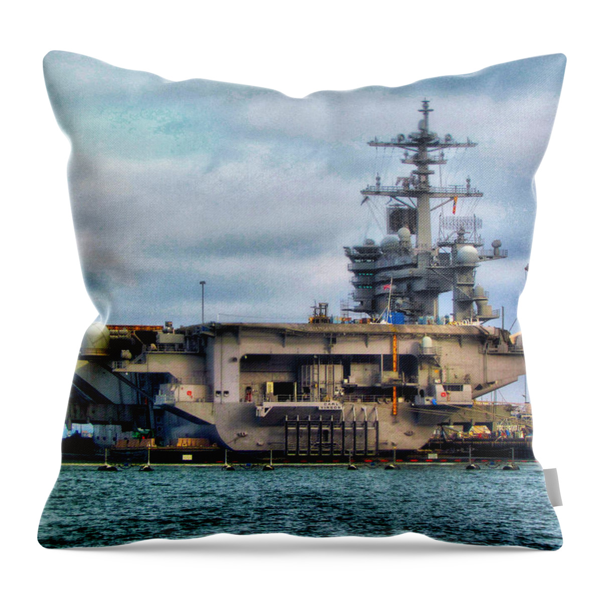 San Diego Throw Pillow featuring the photograph USS Midway Aircraft Carrier by Barbara Zahno