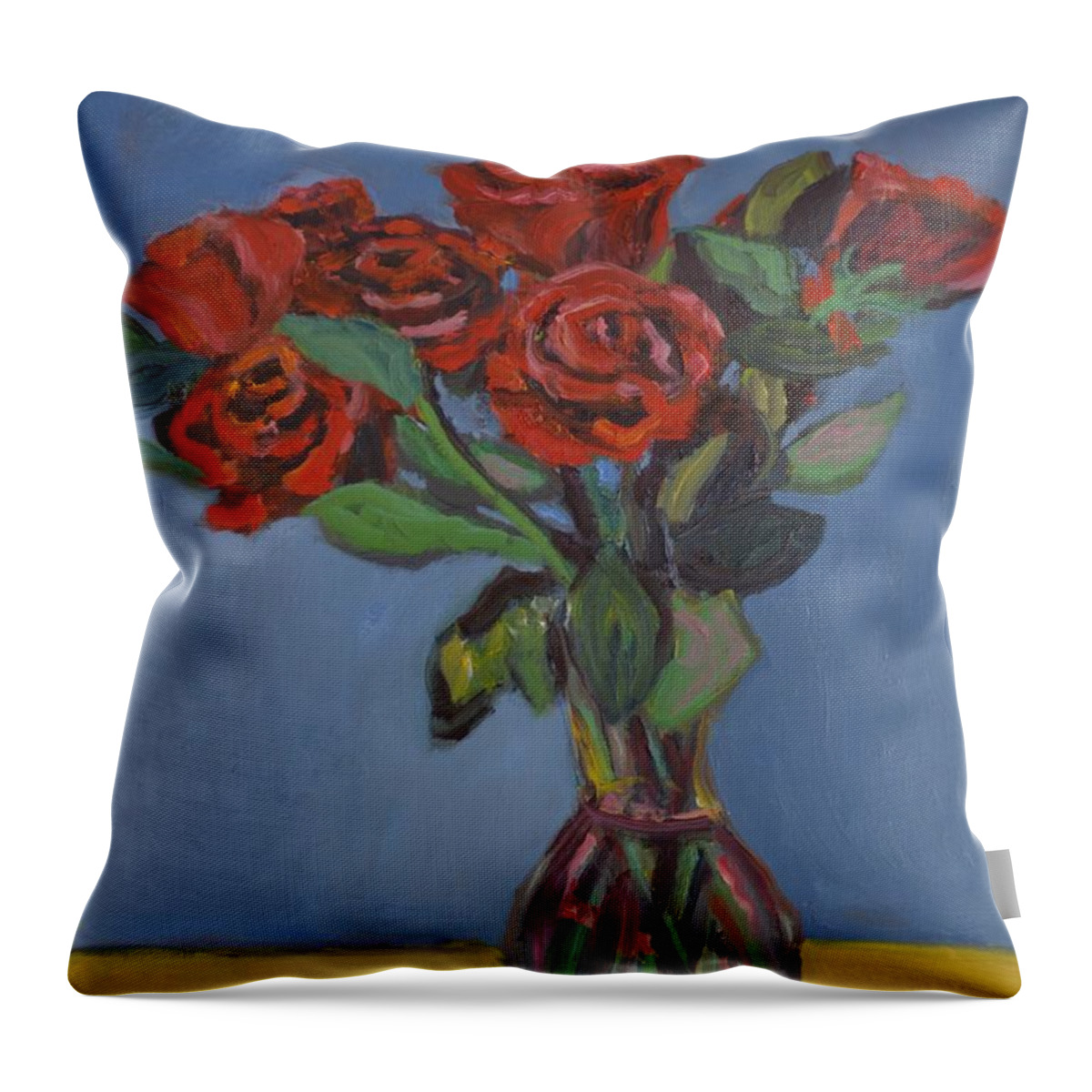 Roses Throw Pillow featuring the painting Valentine Flowers II by Beth Riso