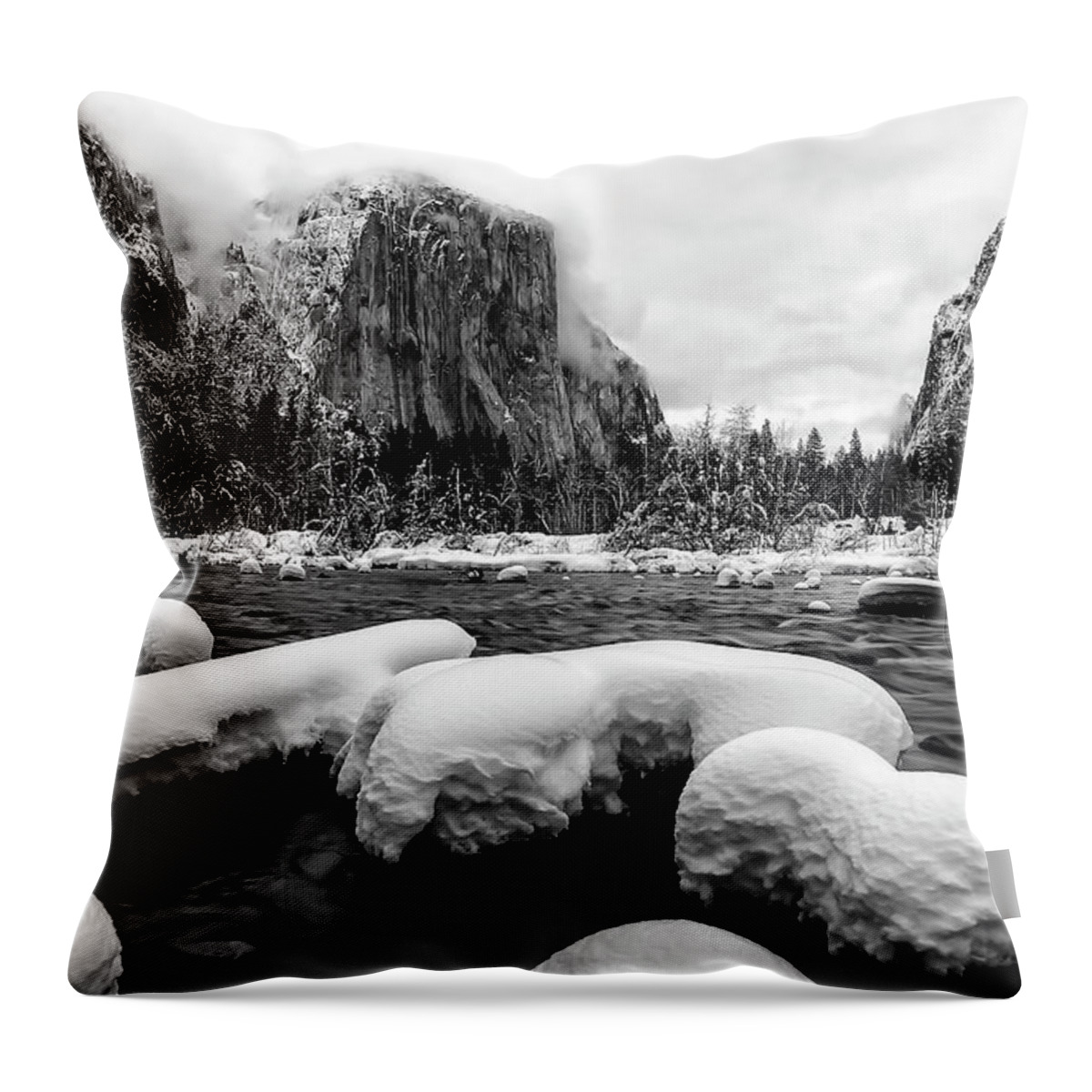 Gary Johnson Throw Pillow featuring the photograph Valley View Snow by Gary Johnson