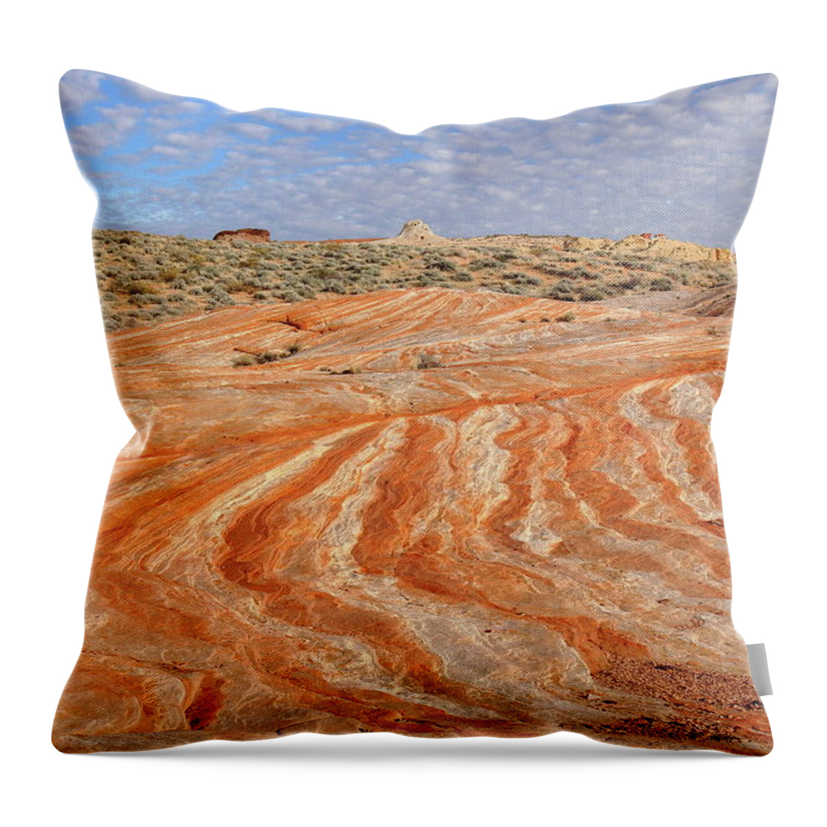 Valley Of Fire Throw Pillow featuring the photograph Van Gogh At The Valley Of Fire by Steve Wolfe