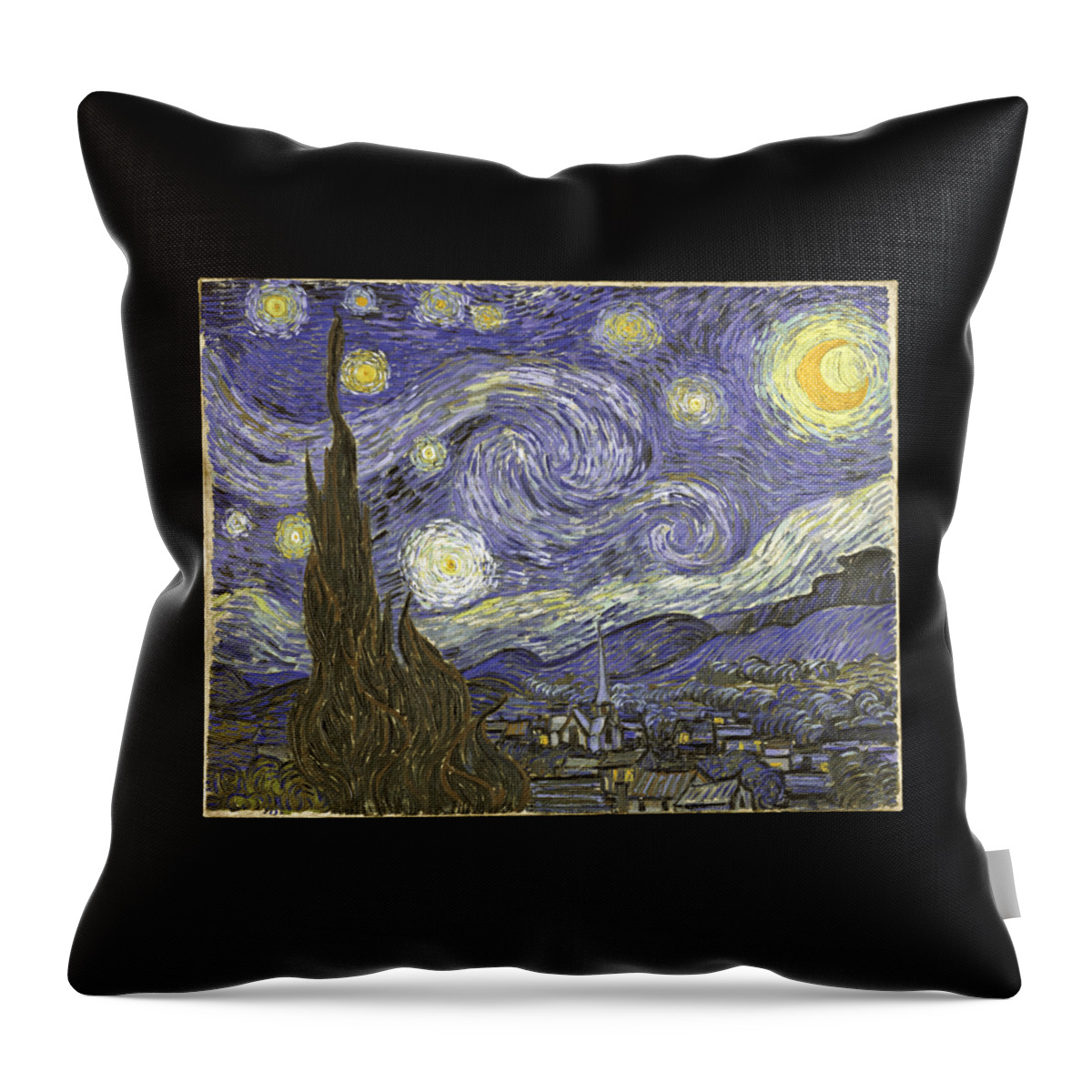 Funny Throw Pillow featuring the digital art Van Goh Starry Night by Flippin Sweet Gear