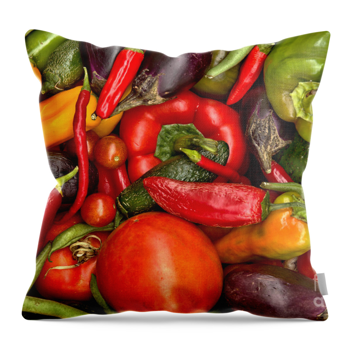 Peppers Throw Pillow featuring the photograph Vegetable Garden Assortment by Adam Jewell