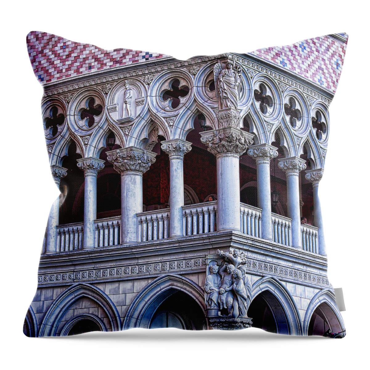Venetian Palazzo Throw Pillow featuring the photograph Venetian Palazzo architectural detail, Las Vegas by Tatiana Travelways