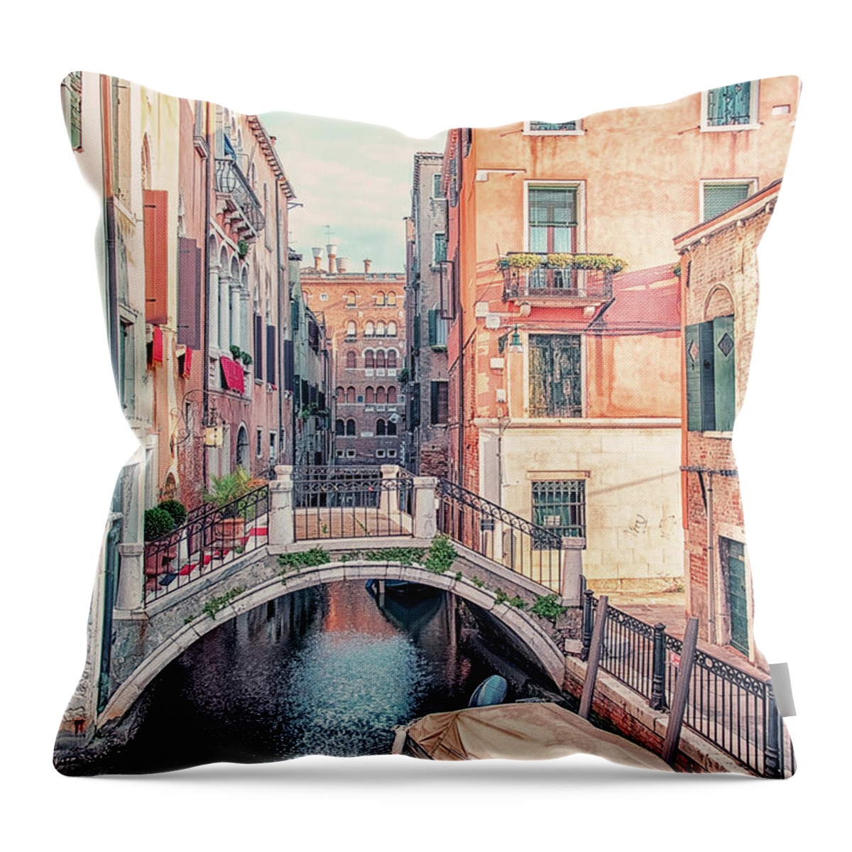Architecture Throw Pillow featuring the photograph Venice City by Manjik Pictures