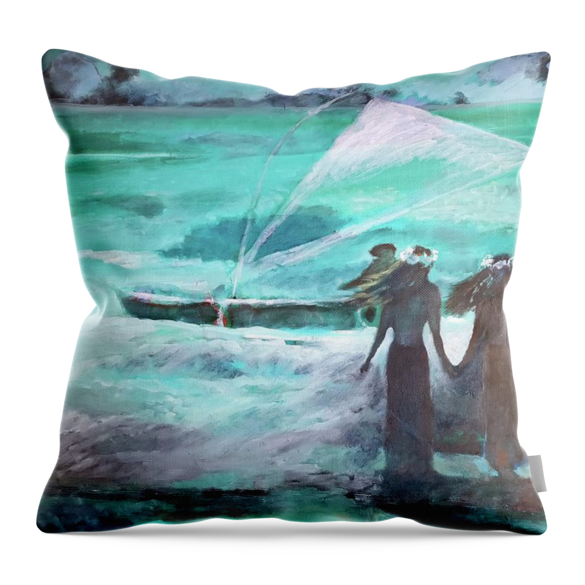 Hawaii Throw Pillow featuring the painting Vento Alle Hawaii by Enrico Garff