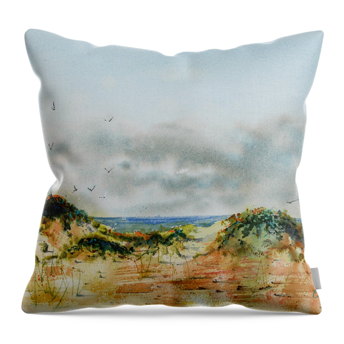 Plein Air Throw Pillow featuring the painting Ventura Beach California by Cheryl Prather