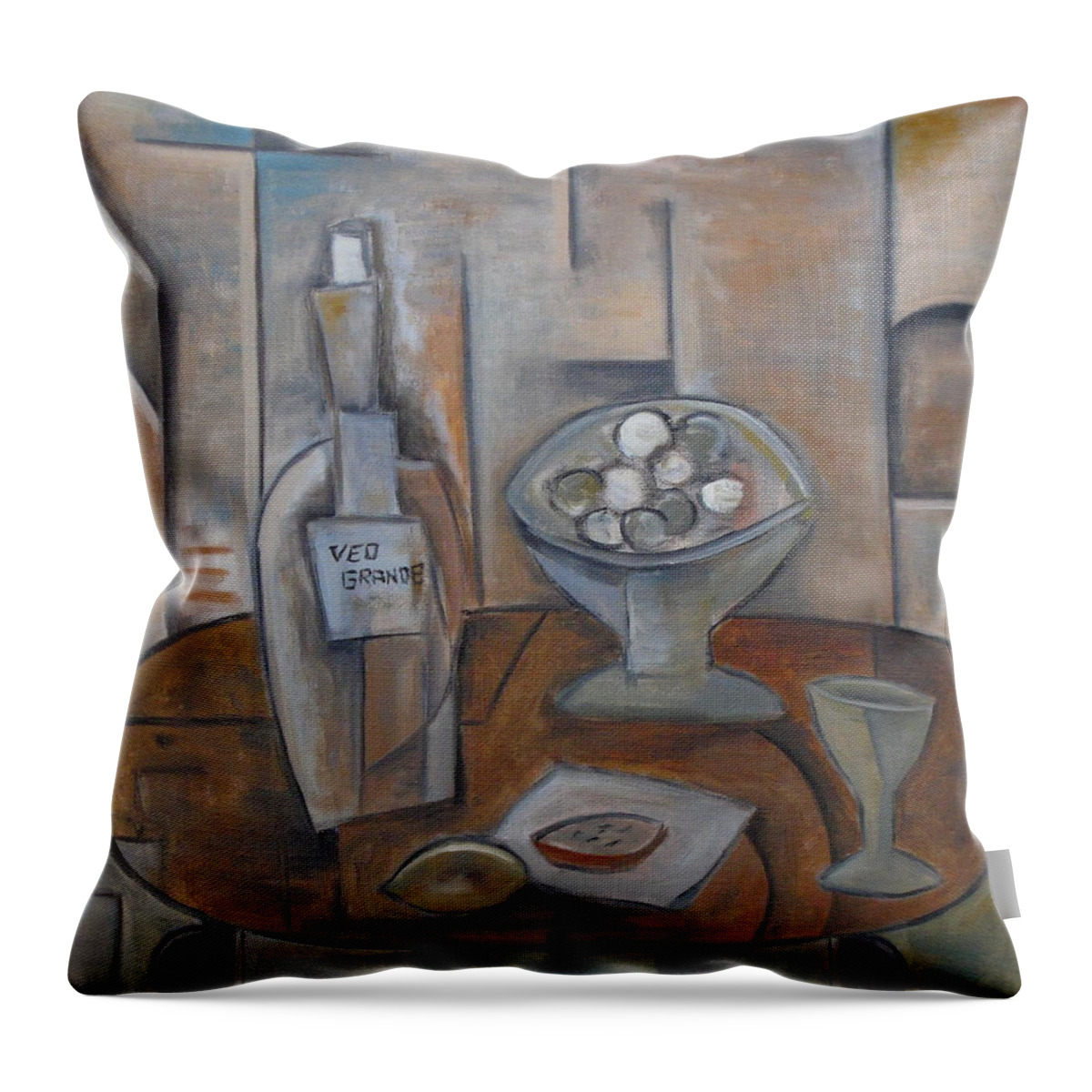 Cubism Throw Pillow featuring the painting Veo Grande by Trish Toro