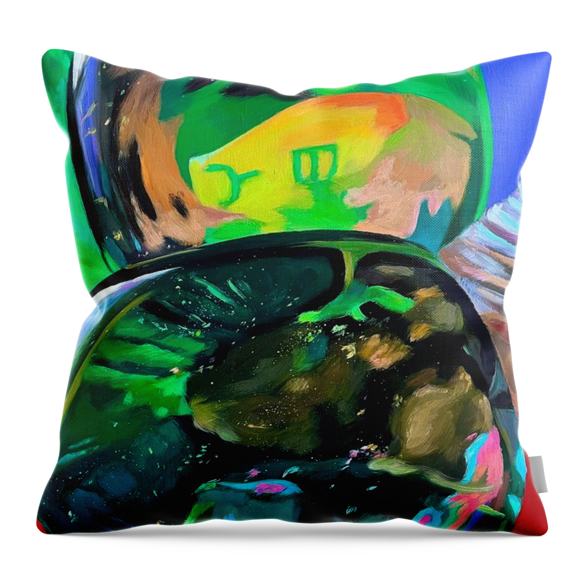 Abstract Throw Pillow featuring the painting Verde View by Rachel Suzanne Beck