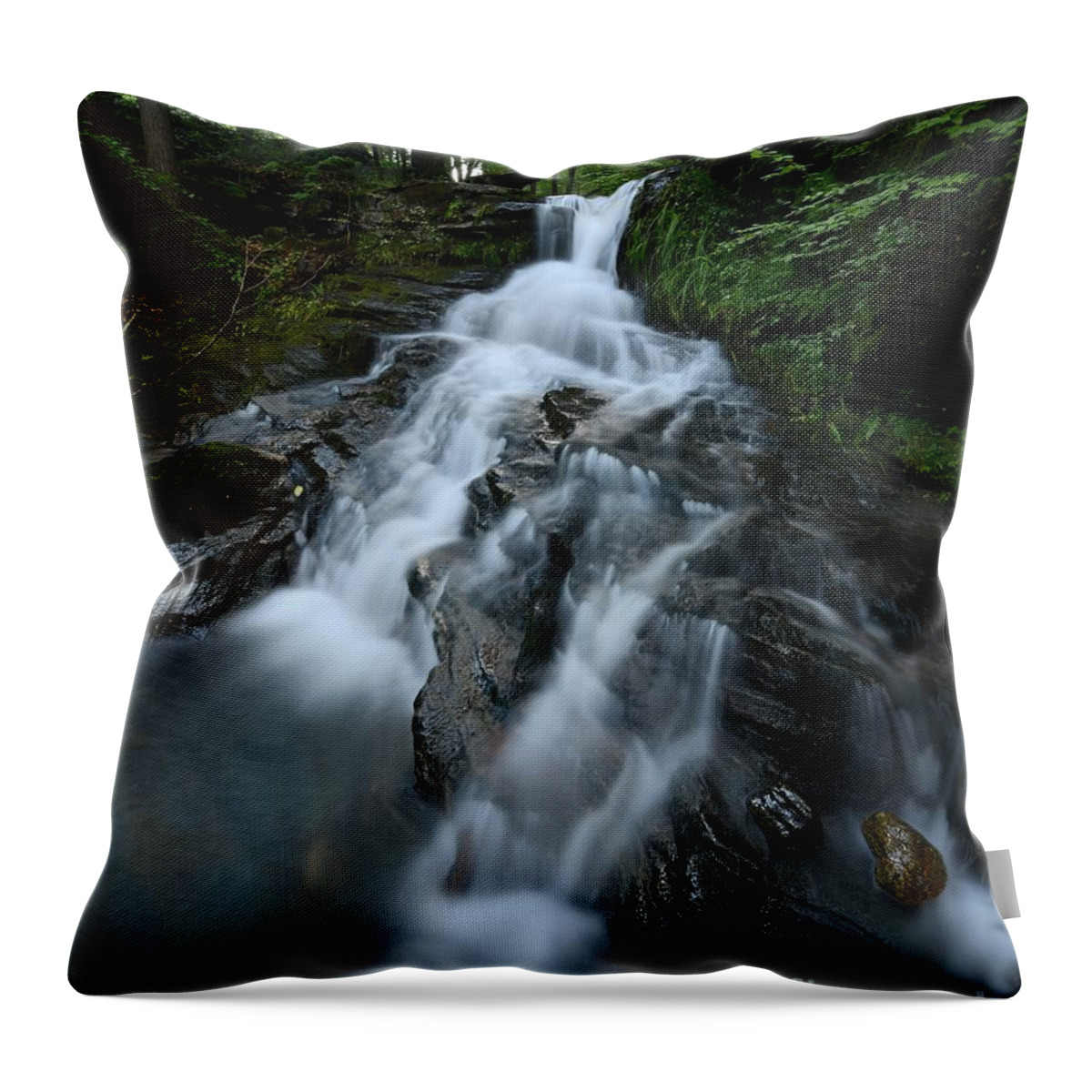 Wiswall Brook Falls Throw Pillow featuring the photograph Vermont's Hidden Jewel by Steve Brown