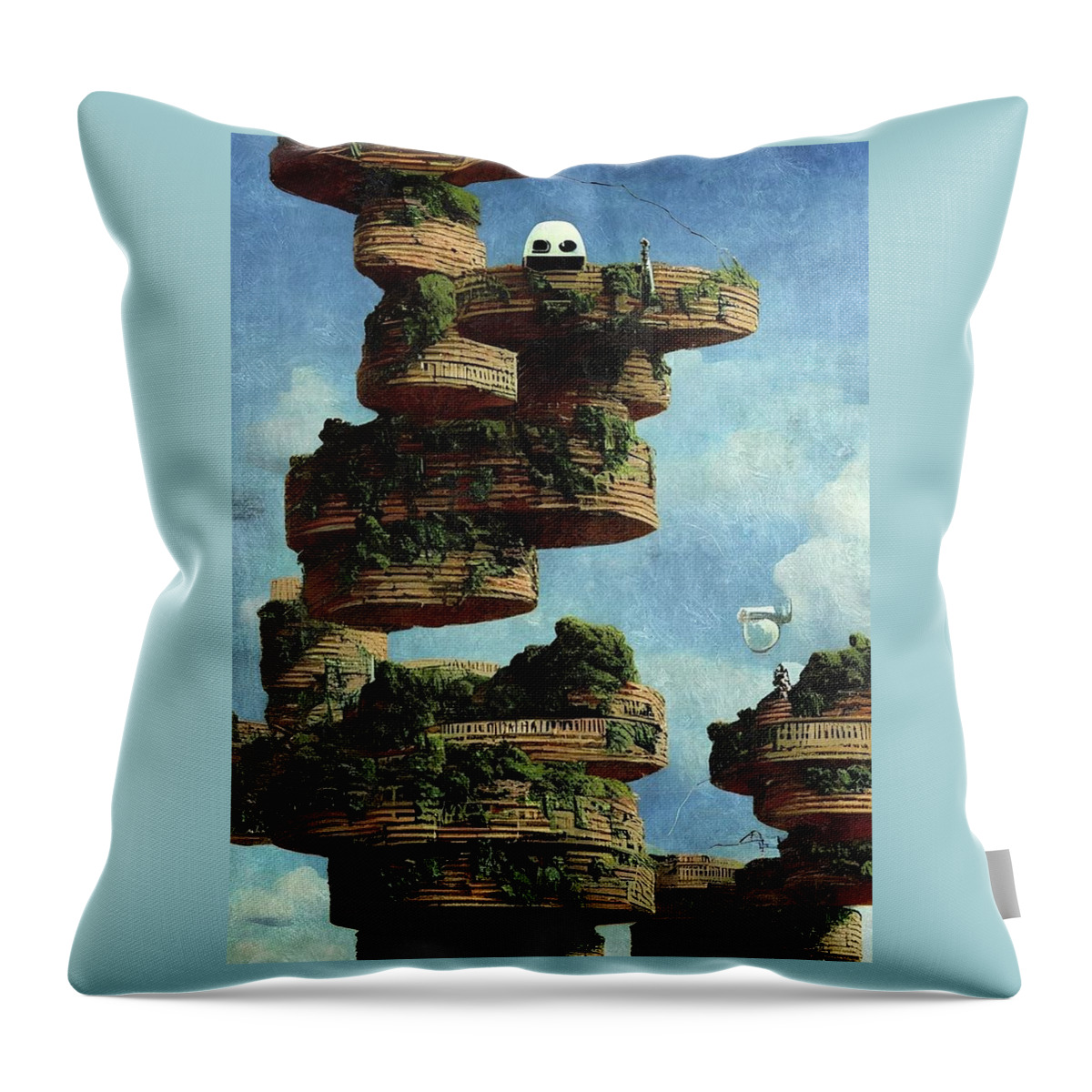 Apocalypse Throw Pillow featuring the digital art Vertical Gardens by Ally White