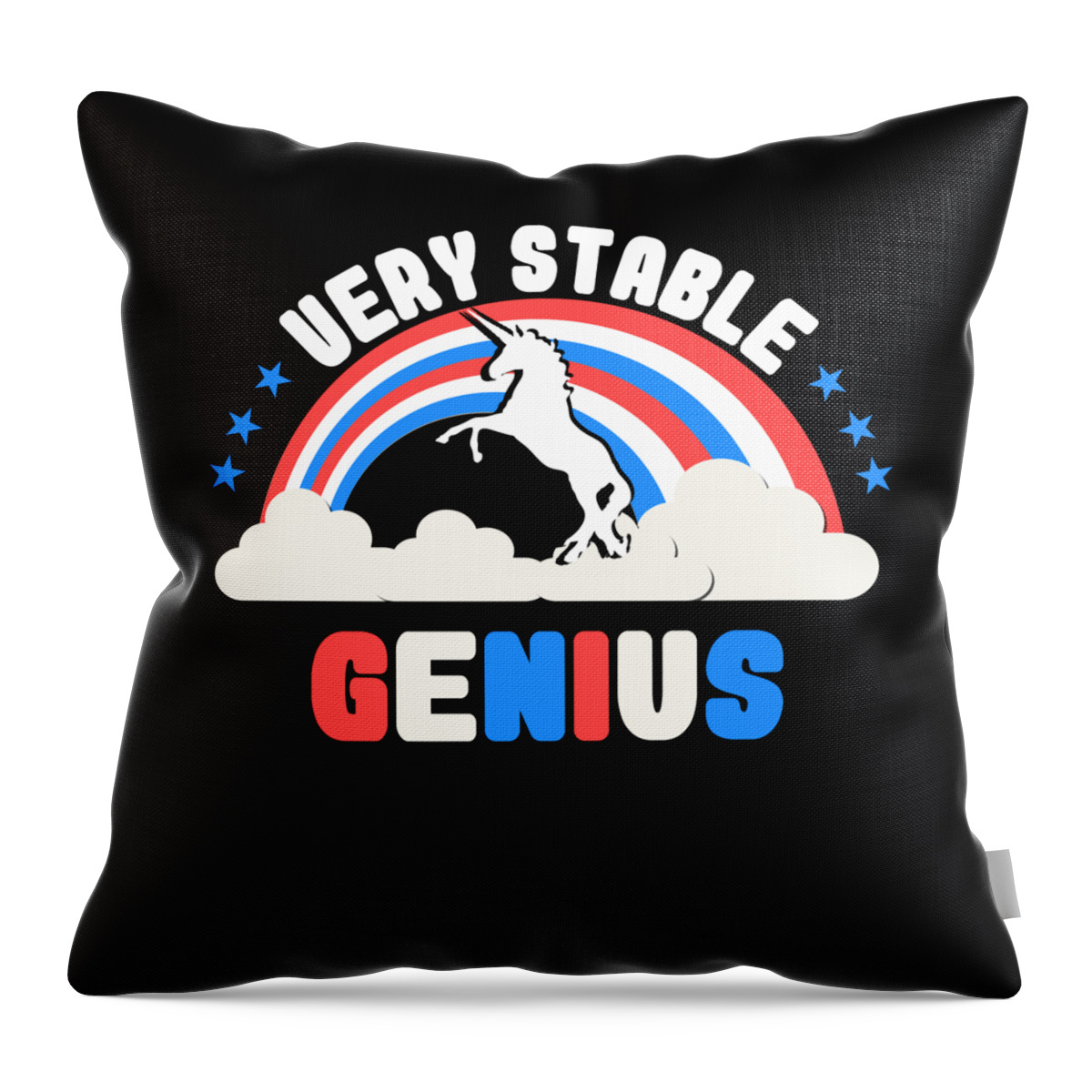 Funny Throw Pillow featuring the digital art Very Stable Genius Patriotic by Flippin Sweet Gear