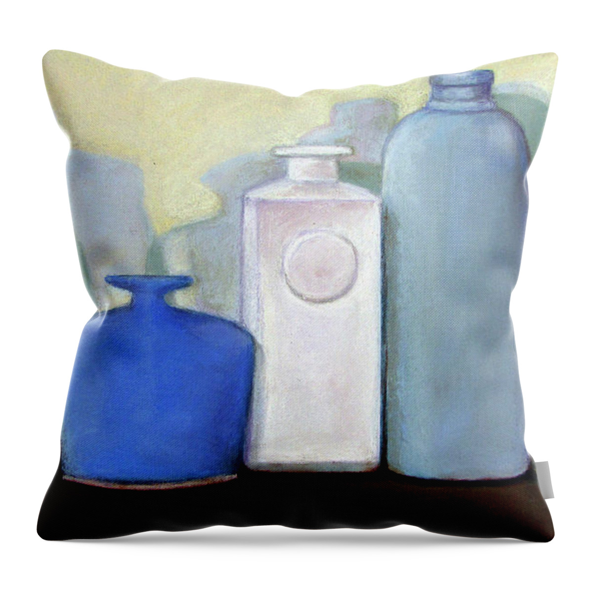 Still Life Throw Pillow featuring the pastel Vessels by MaryJo Clark
