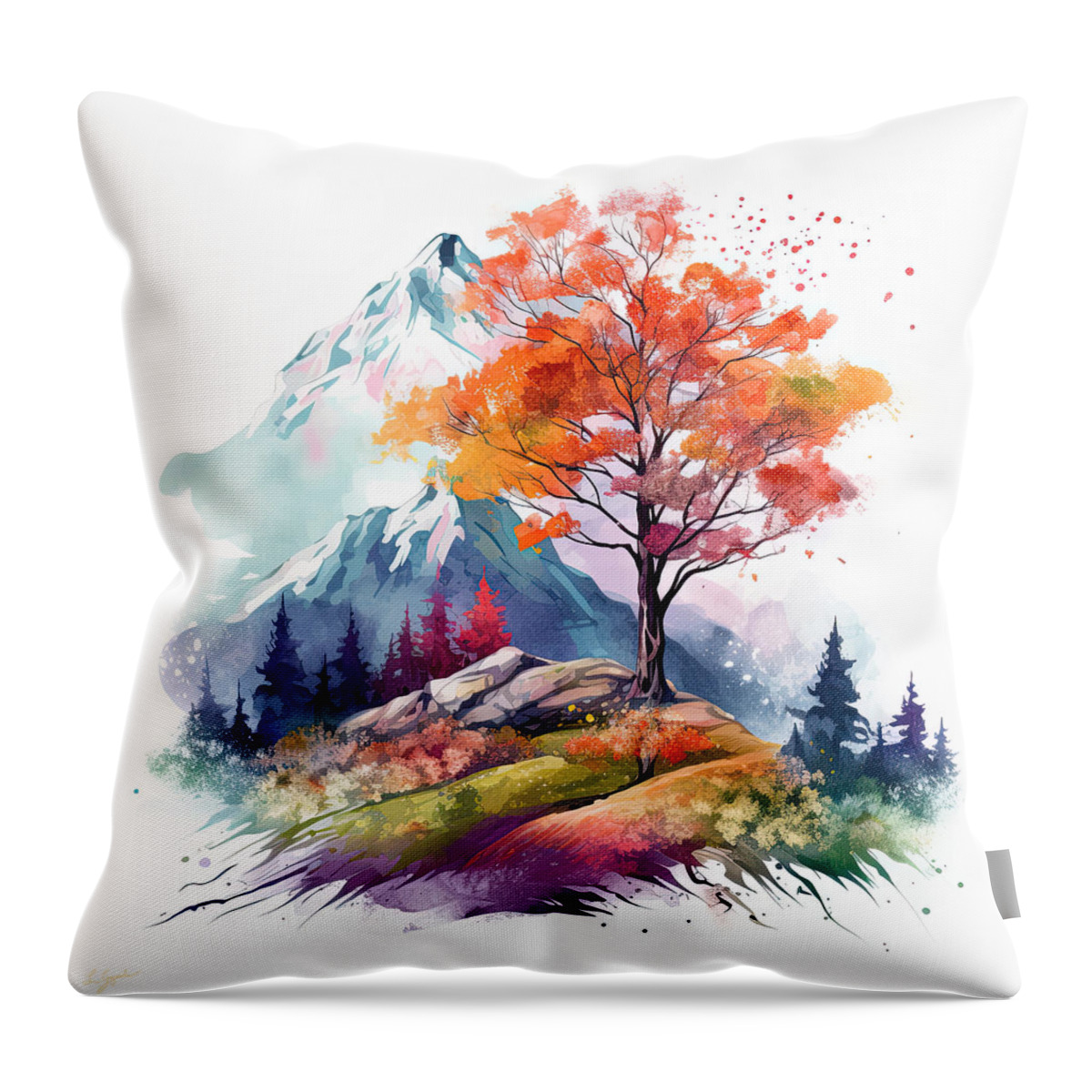 Four Seasons Throw Pillow featuring the painting Vibrant Four Seasons Landscapes by Lourry Legarde