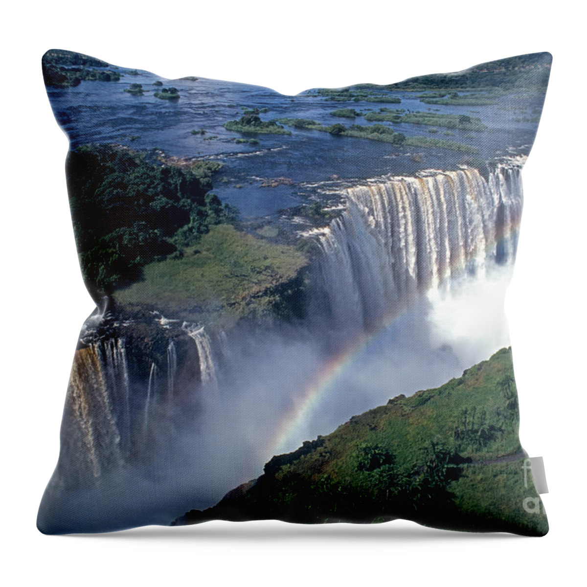 Africa Throw Pillow featuring the photograph Victoria Falls Rainbow by Sandra Bronstein