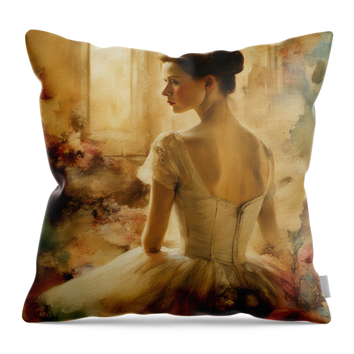 Window Throw Pillow featuring the painting Victorian Beauty No.2 by My Head Cinema