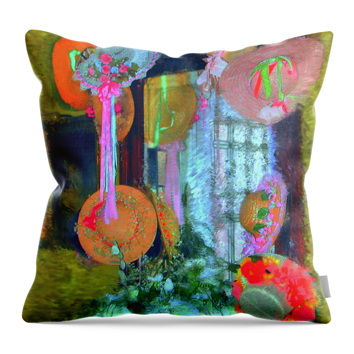 Hats Throw Pillow featuring the painting Victorian Hats  by Joel Smith