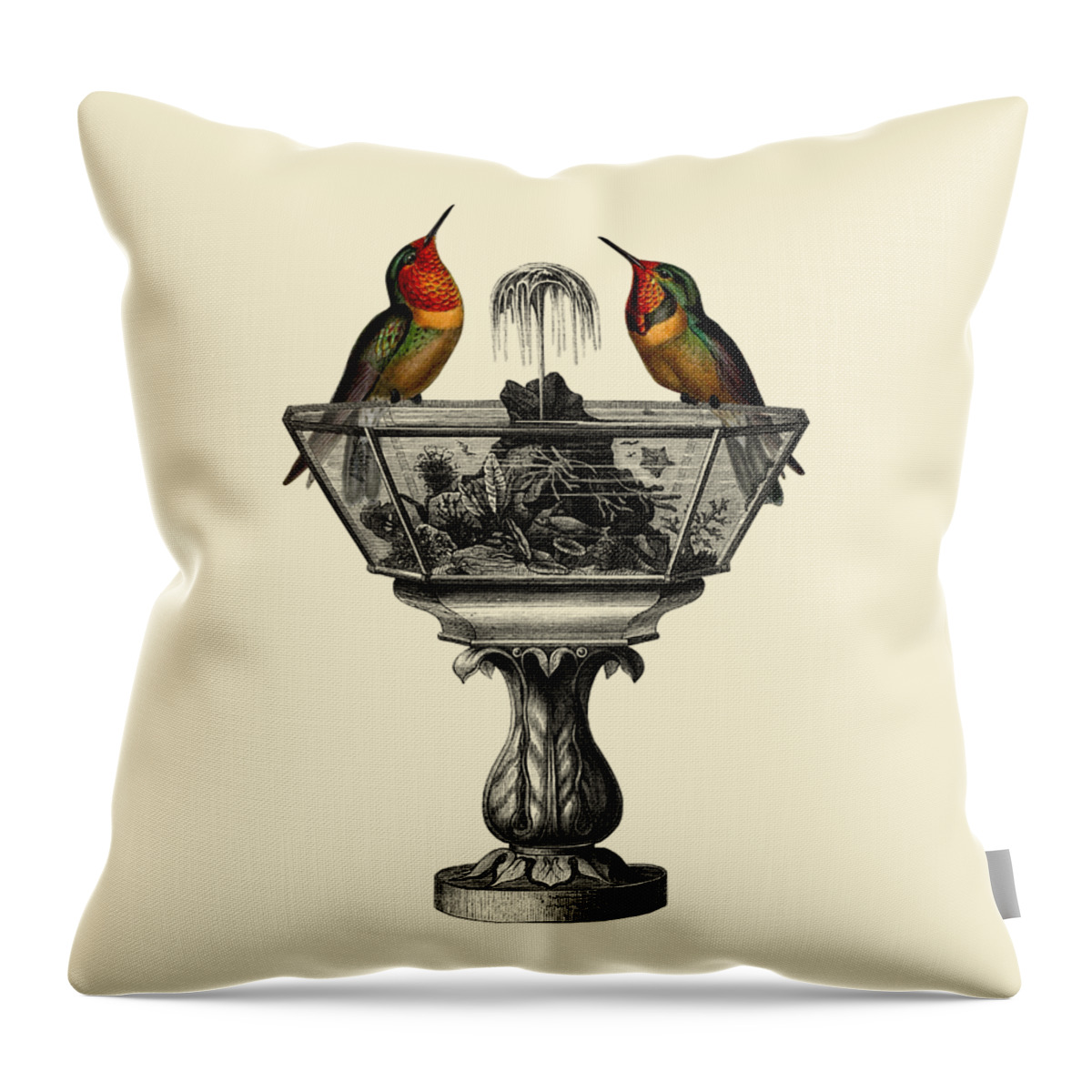 Hummingbird Throw Pillow featuring the digital art Victorian hummingbirds by Madame Memento