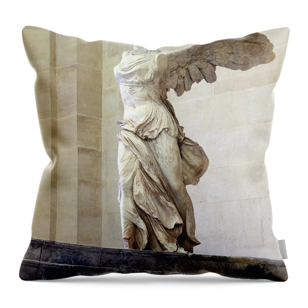 Victory Of Samothrace Throw Pillow featuring the photograph Victory of Samothrace 02 by Weston Westmoreland