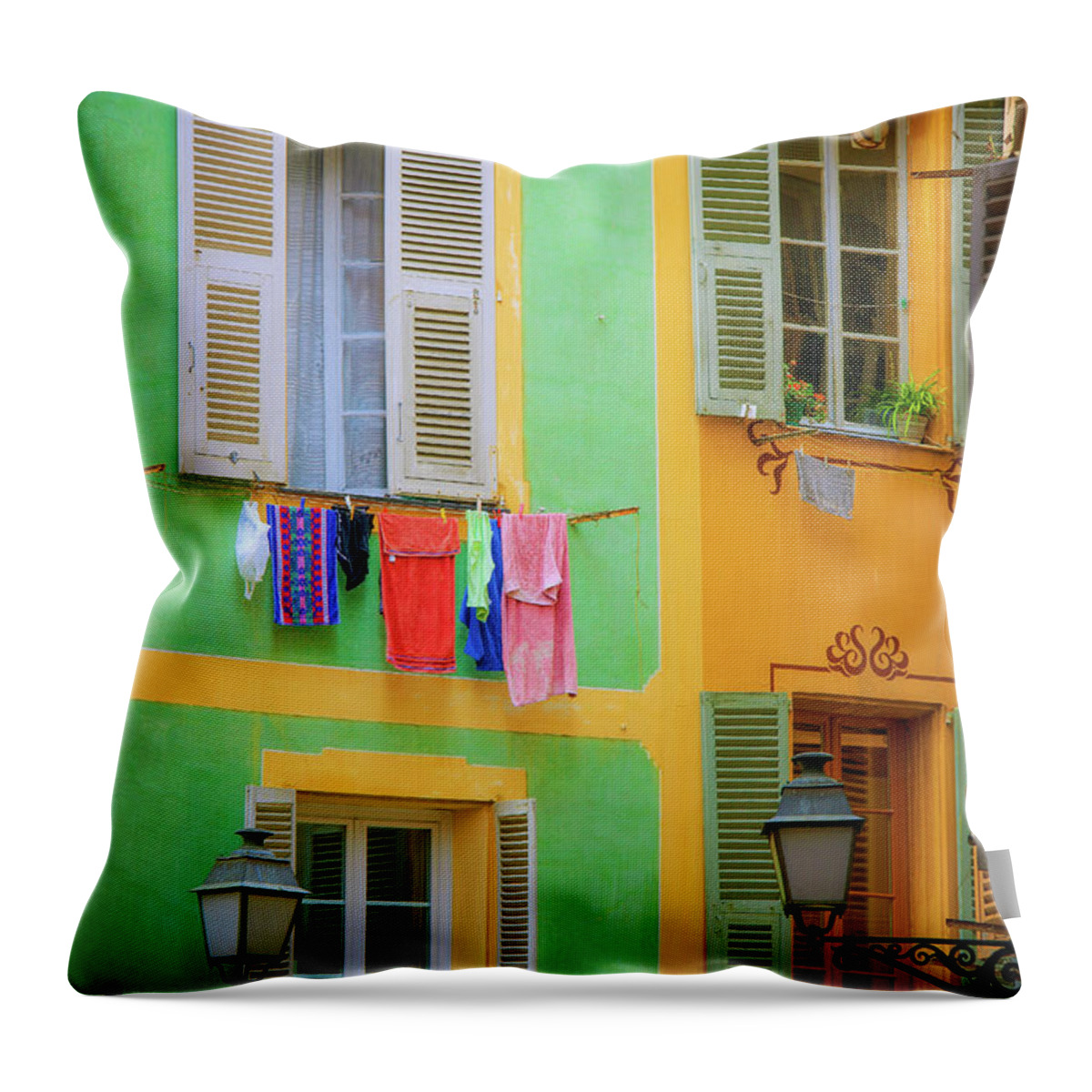 Cote D'azur Throw Pillow featuring the photograph Vieille Ville Windows by Inge Johnsson